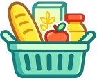 cvhc food donations icon - grocery basket with food items